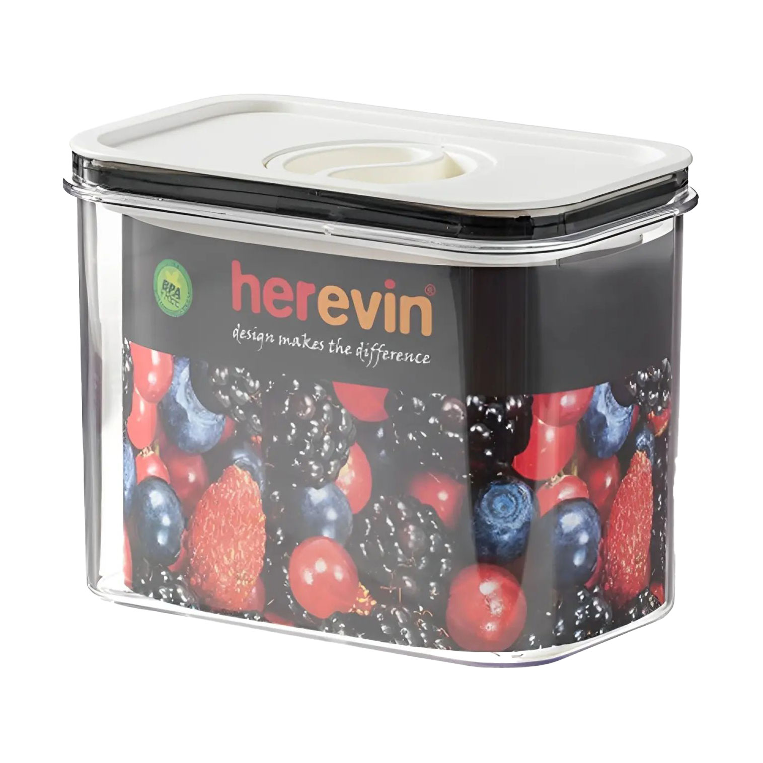 Контейнер Herevin Canister-Vacuum Lid-White-Black з вакуумною кришкою, 1.2 л (161179-000)